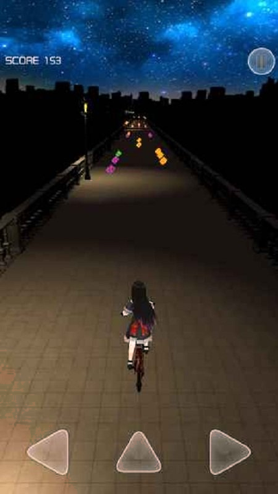 单车少女夜色街灯