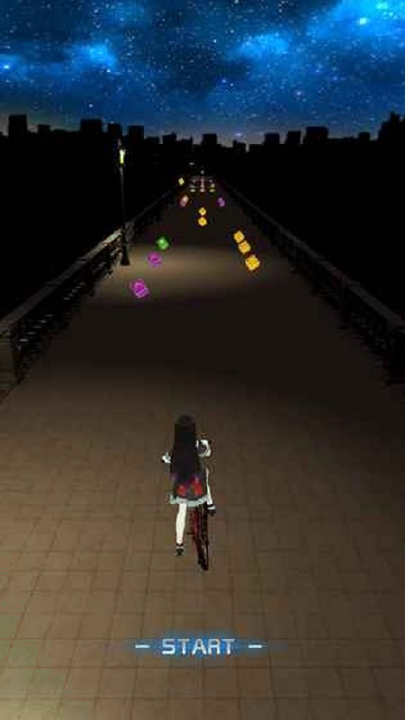 单车少女夜色街灯