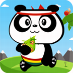 熊猫爬竹子
