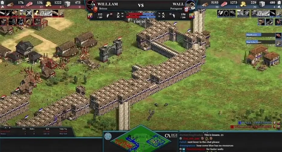 帝国时代2怎么连续建城墙
